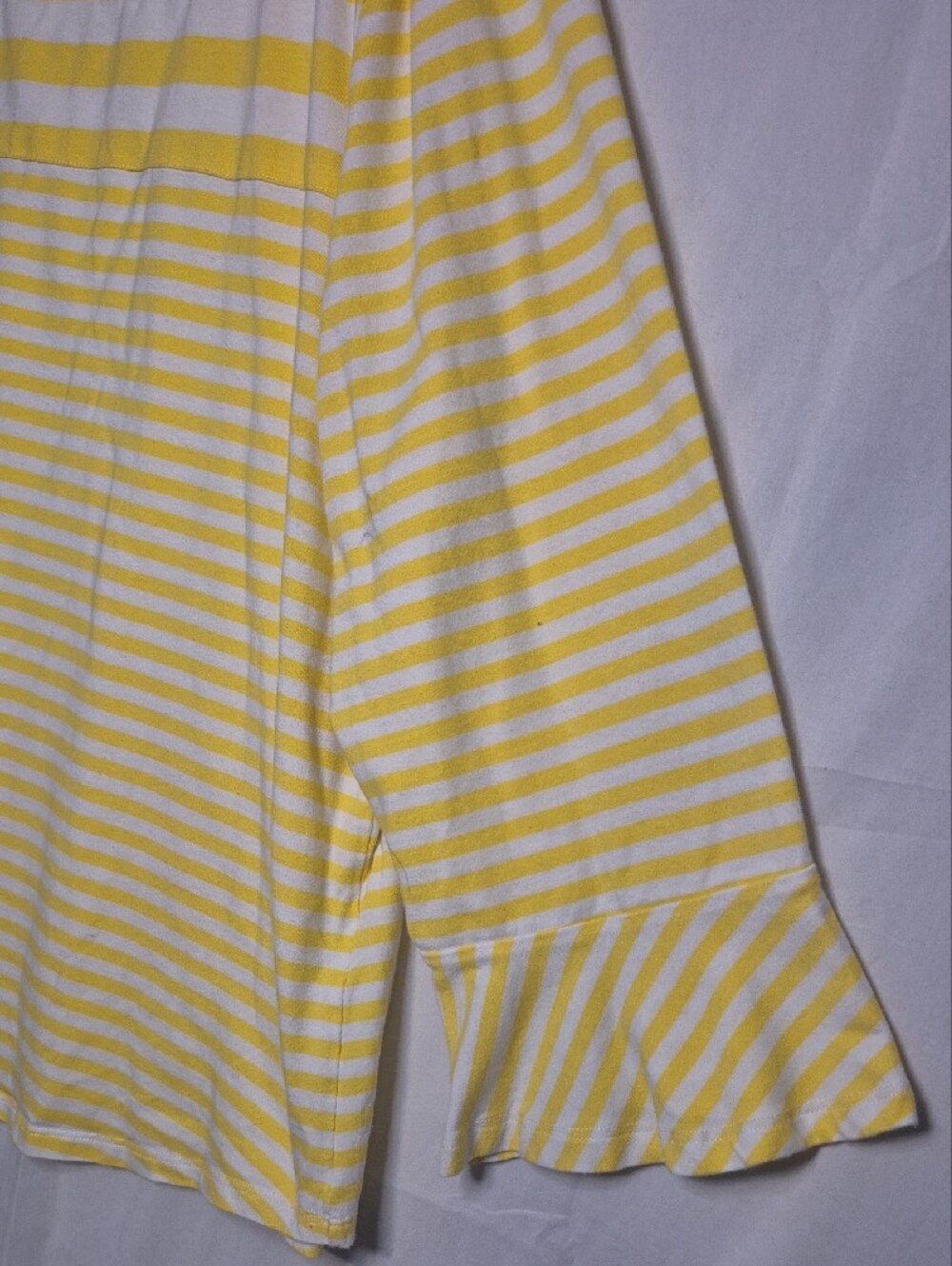 Ruby Rd. Yellow and White Striped Ruffle-Sleeve Top - Picture 4 of 7